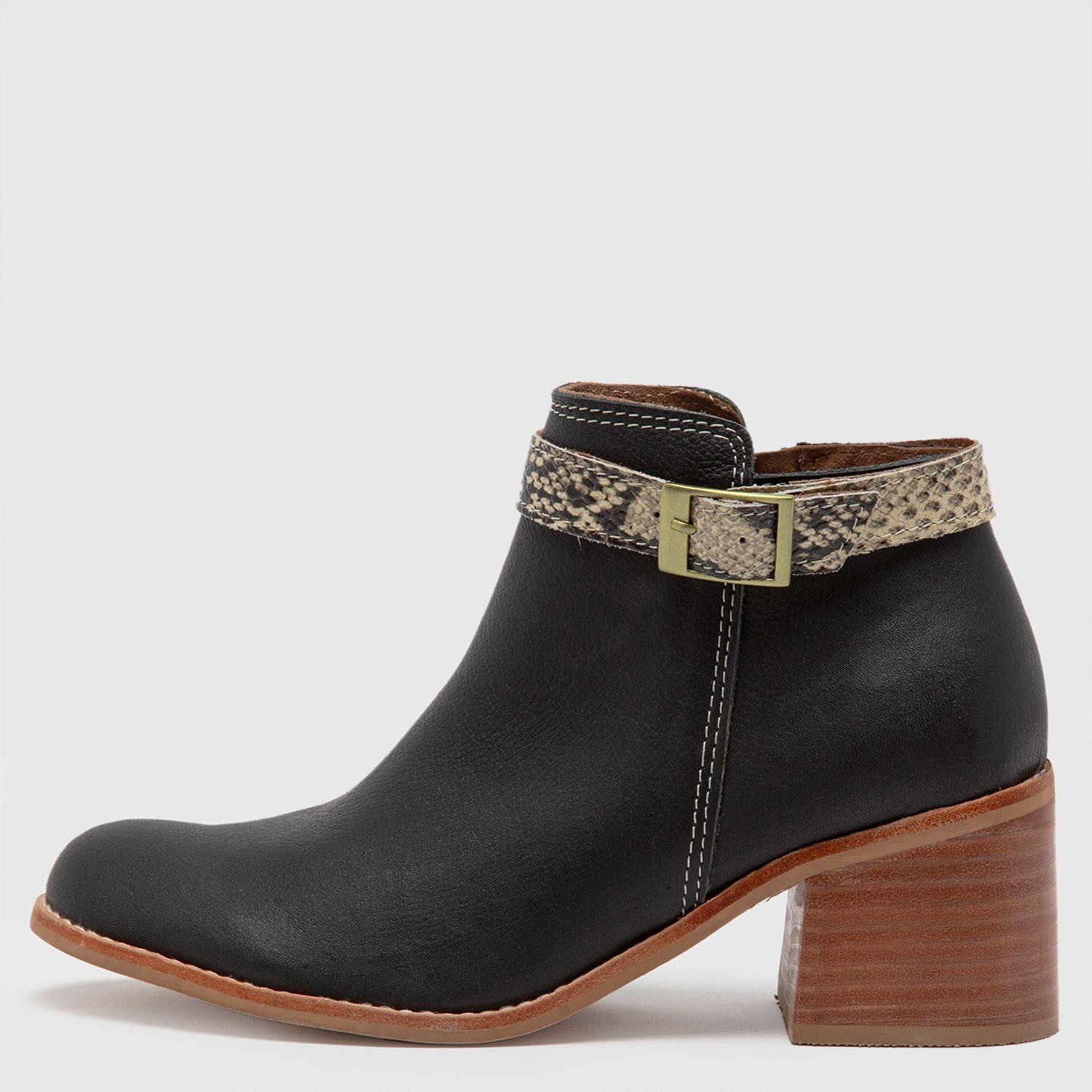 Botín Casual Clara Negro Reptil-0