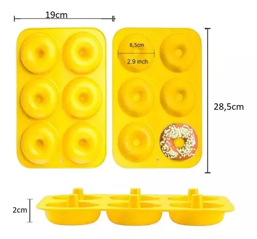 Pack X2 Moldes De Silicona Donas Moldes Donuts Molde Dona 6 AMARILLO-3