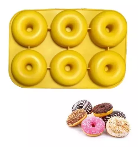Pack X2 Moldes De Silicona Donas Moldes Donuts Molde Dona 6 AMARILLO-6