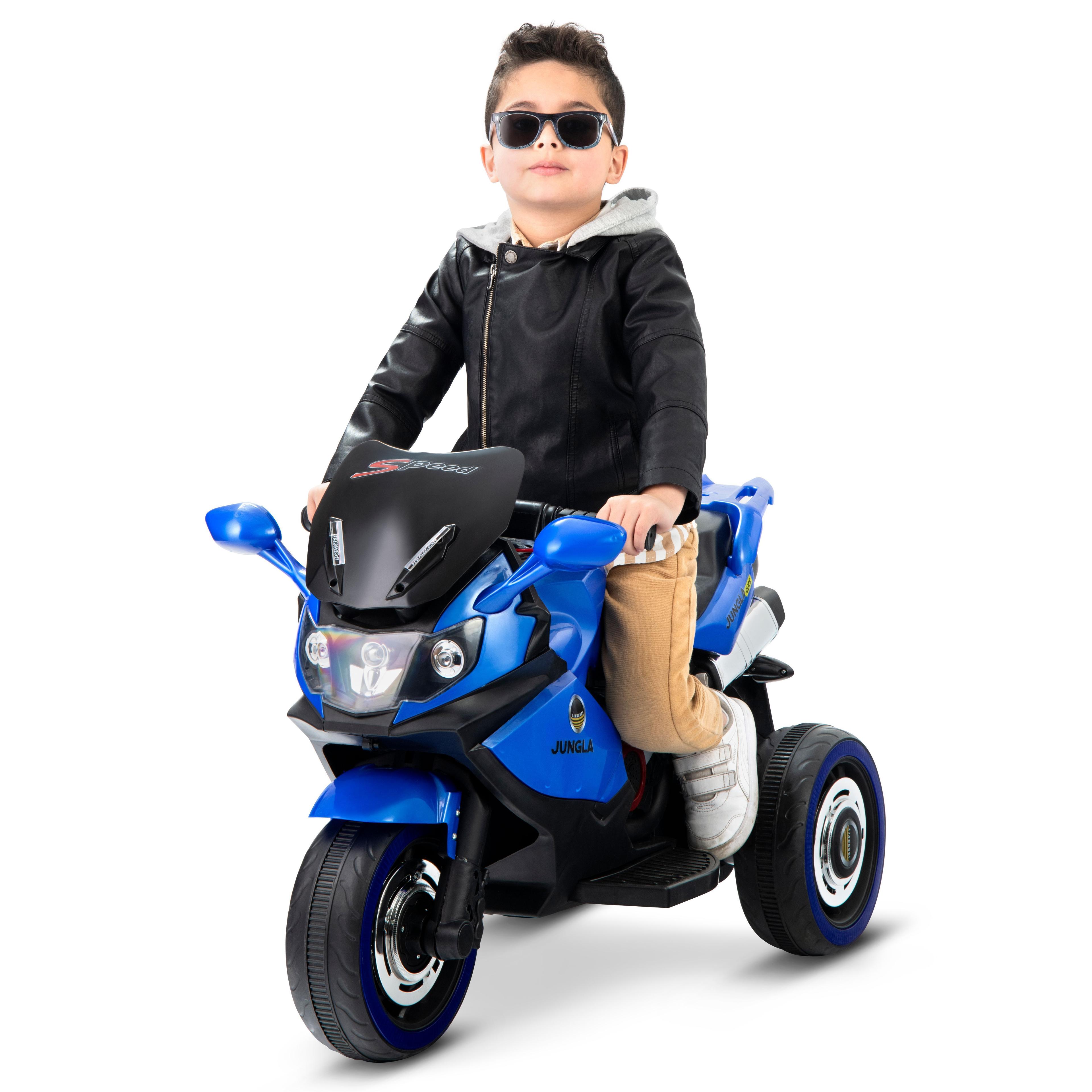 Moto a Batería Deportiva Azul Con Control Parental-0