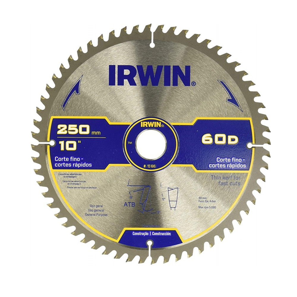Disco De Corte 10 Pulgadas 60 Dientes Irwin 15186-0