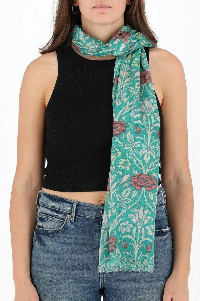 Pañuelo Estampado Verde Y Rosado Organic Nature Victorian Humana-2