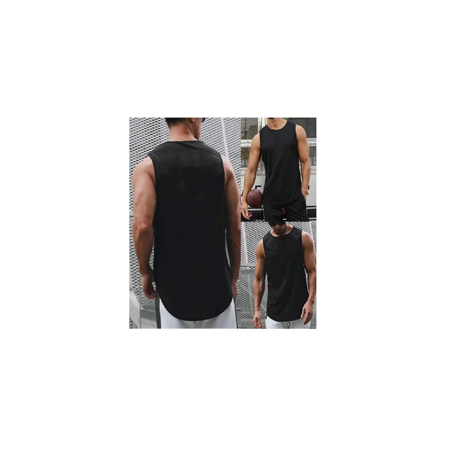 Polera Deportiva Musculosa Hombre Gimnasio Algodón Negro-3