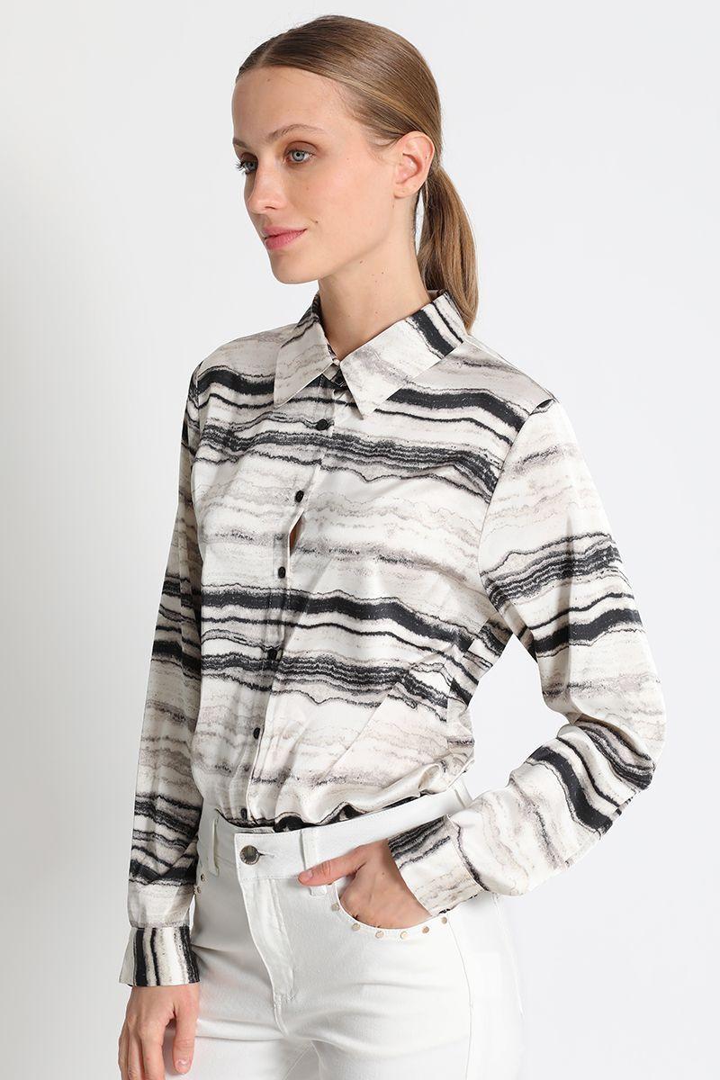 Blusa Camisera Estampado Beige Liola-1