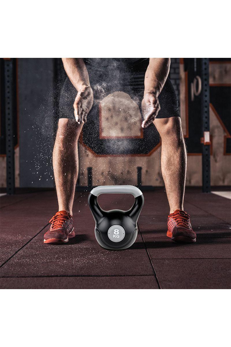 Kettlebell Pesa Rusa Cemento Color 8 Kg Negro-5