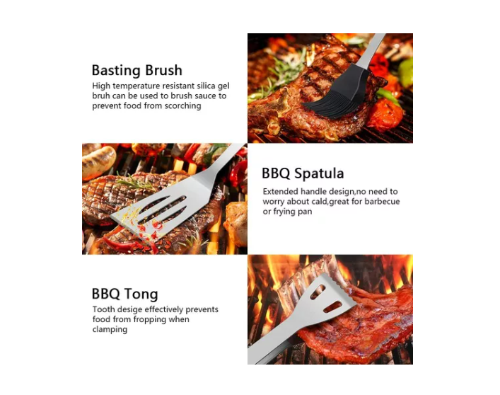 Set Parrillero Asado Barbacoa 5 Pcs En Maleta Kit -3