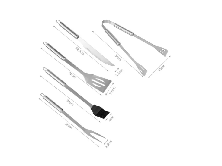Set Parrillero Asado Barbacoa 5 Pcs En Maleta Kit -1