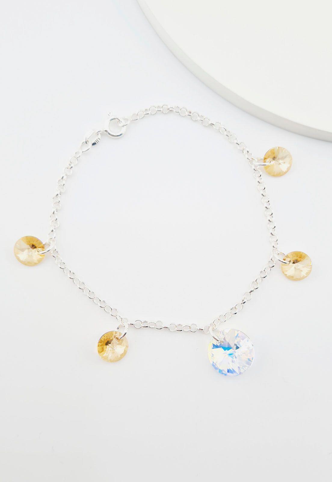 Pulsera Nepal Plata 925 Y Cristales Golden Shadow-4