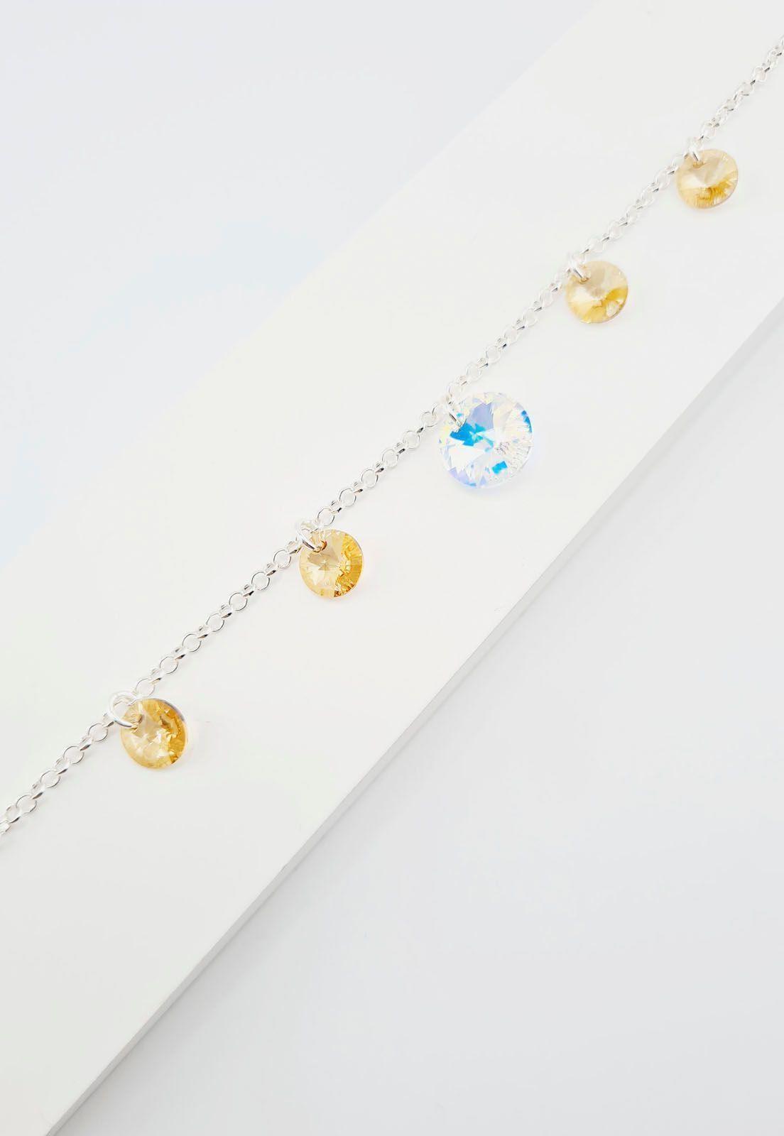Pulsera Nepal Plata 925 Y Cristales Golden Shadow-3