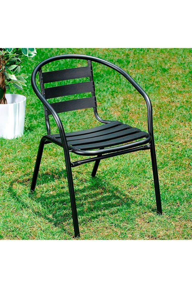 Pack 4 Sillas de Terraza Acero y Aluminio Negro-5
