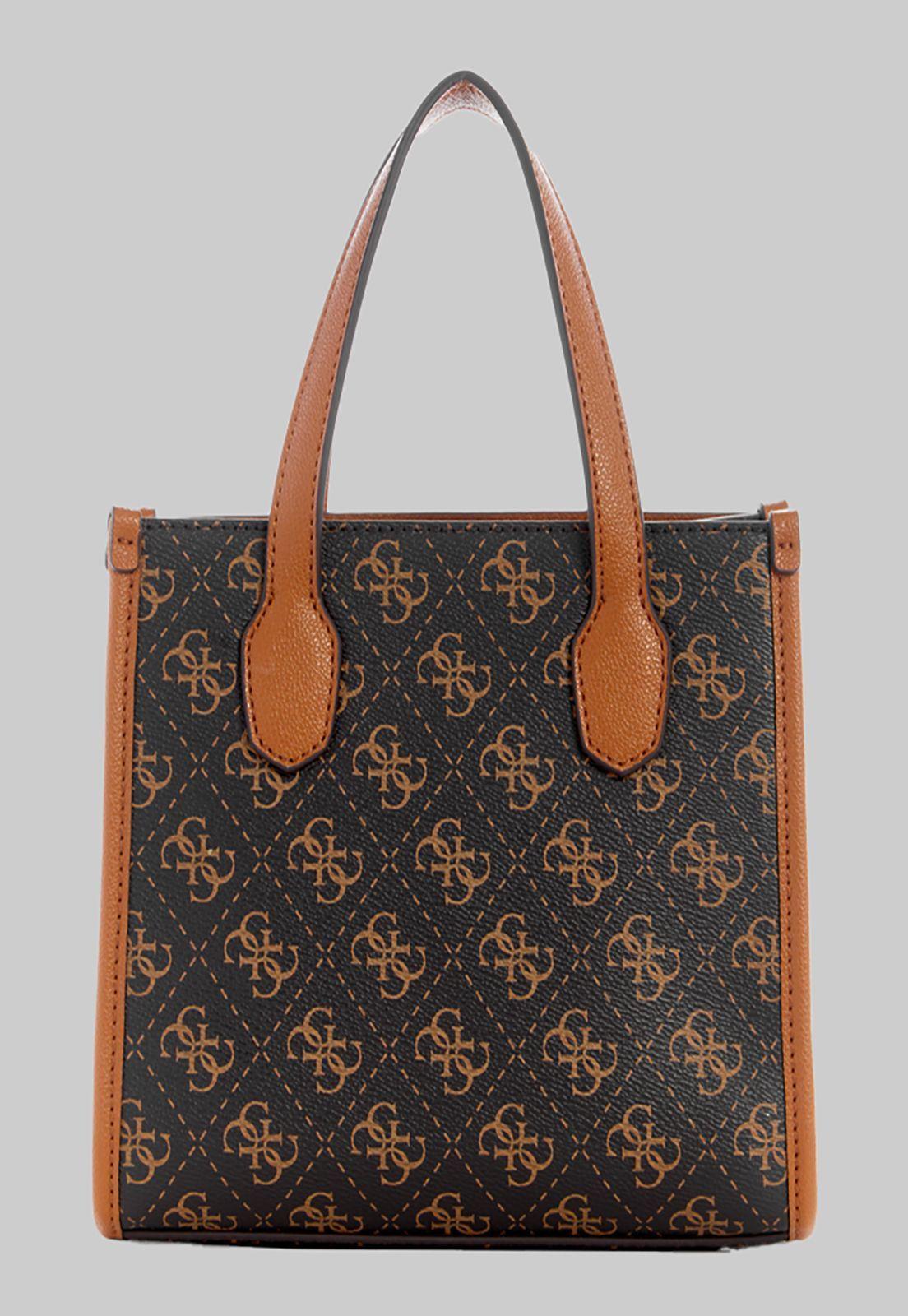 Mini Cartera Guess Silvana 2 Cmprtmnt Mini Tote Bga Café-2