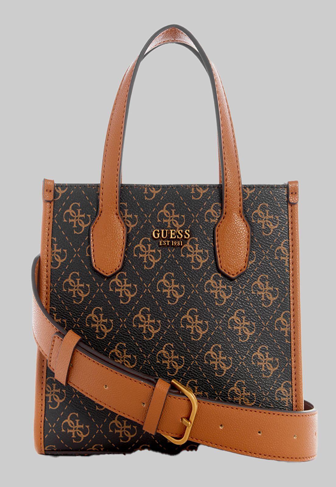 Mini Cartera Guess Silvana 2 Cmprtmnt Mini Tote Bga Café-0