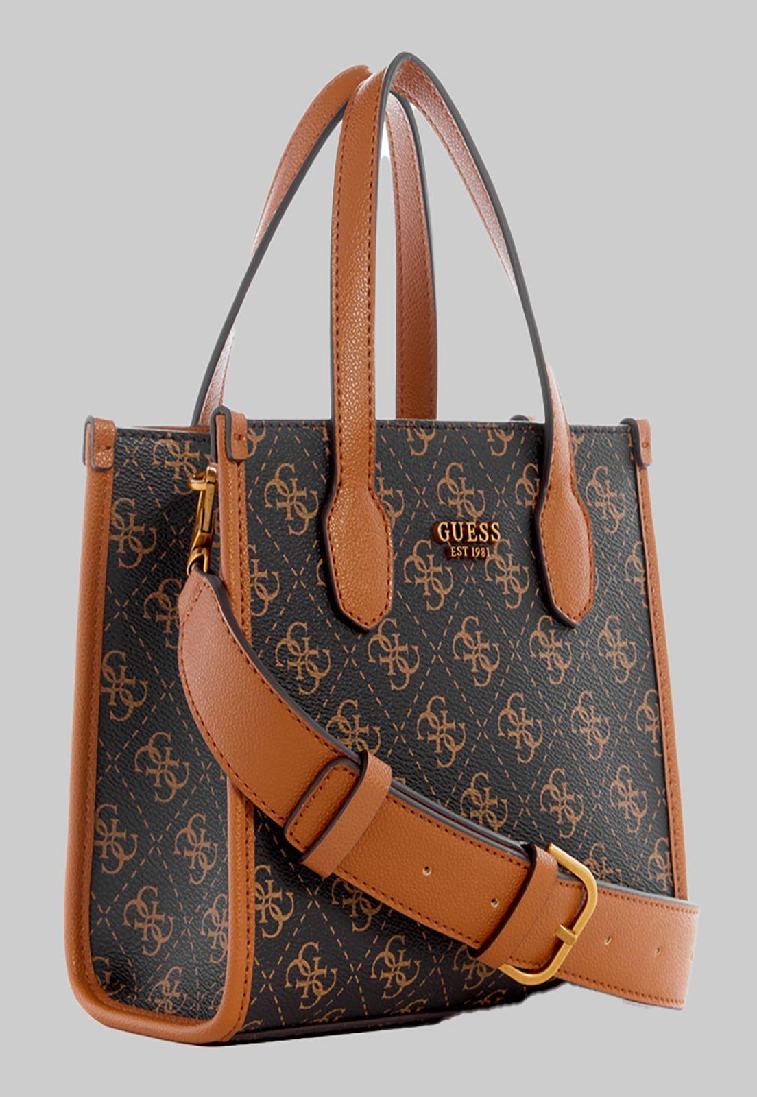 Mini Cartera Guess Silvana 2 Cmprtmnt Mini Tote Bga Café-1