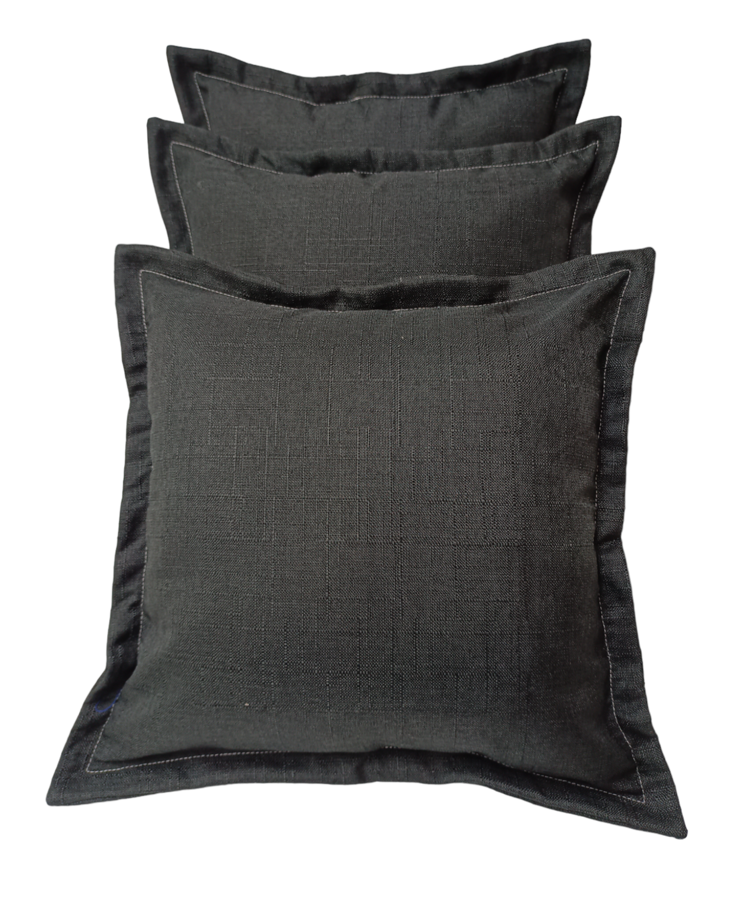 Pack 3 Cojines Decorativo Lino Negro.-0