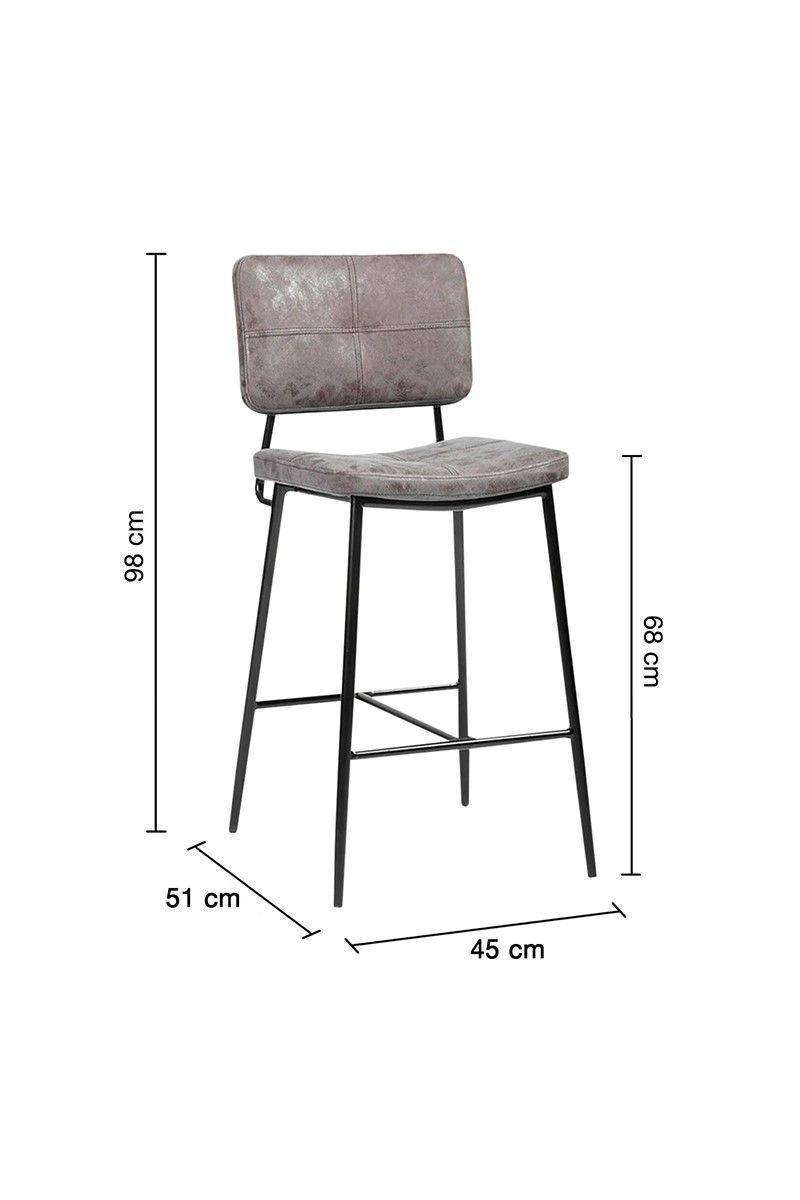Pack 2 Piso Bar con Espaldar Acolchado Alto Gris-2