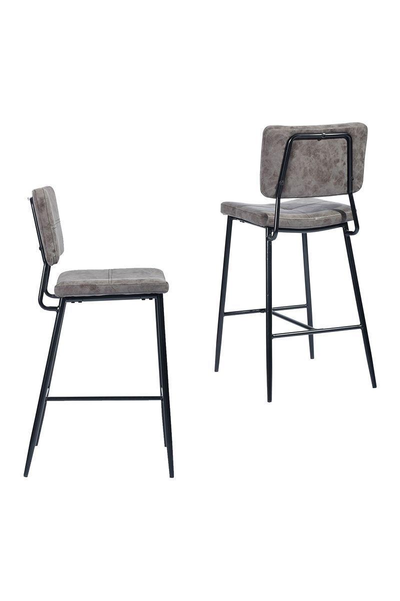 Pack 2 Piso Bar con Espaldar Acolchado Alto Gris-3