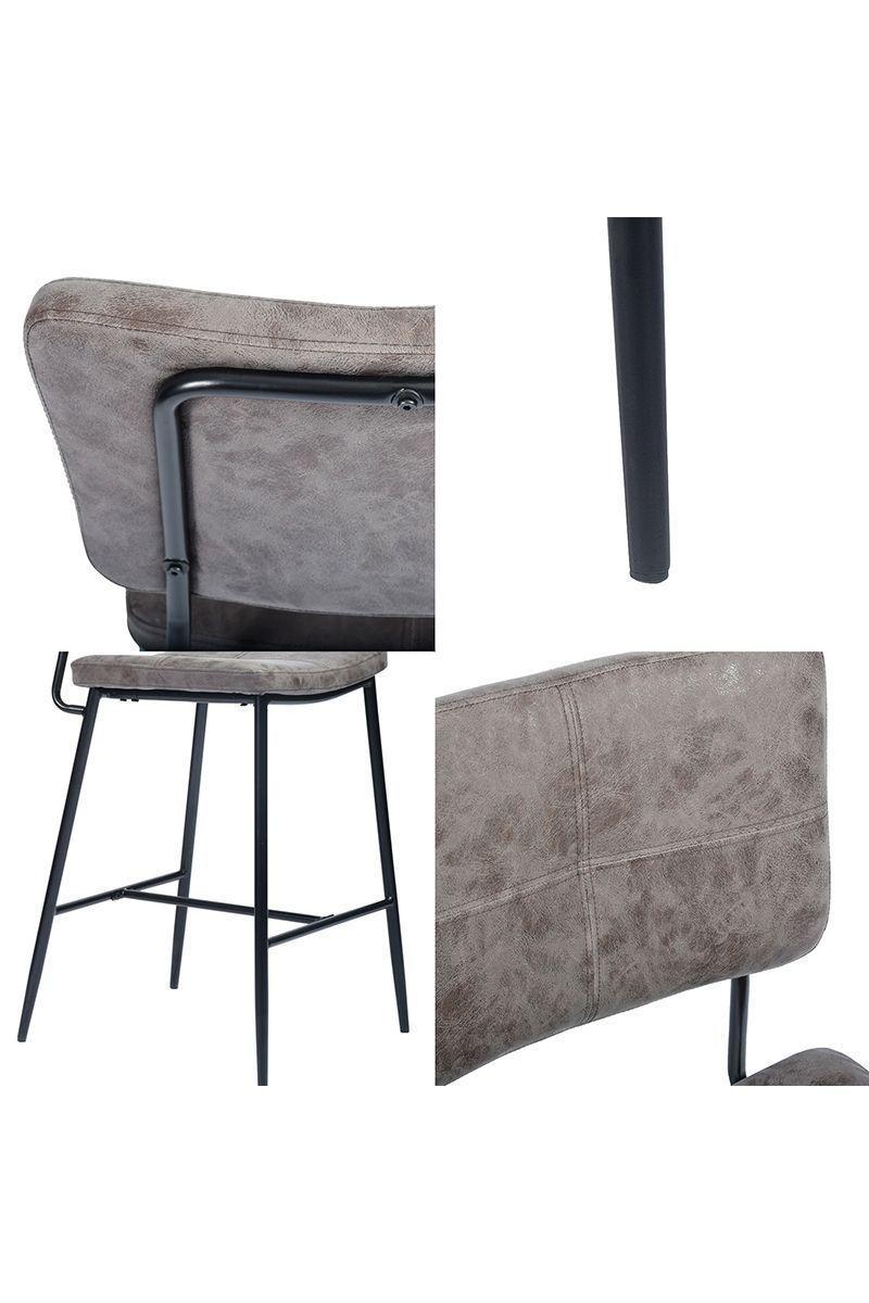 Pack 2 Piso Bar con Espaldar Acolchado Alto Gris-4