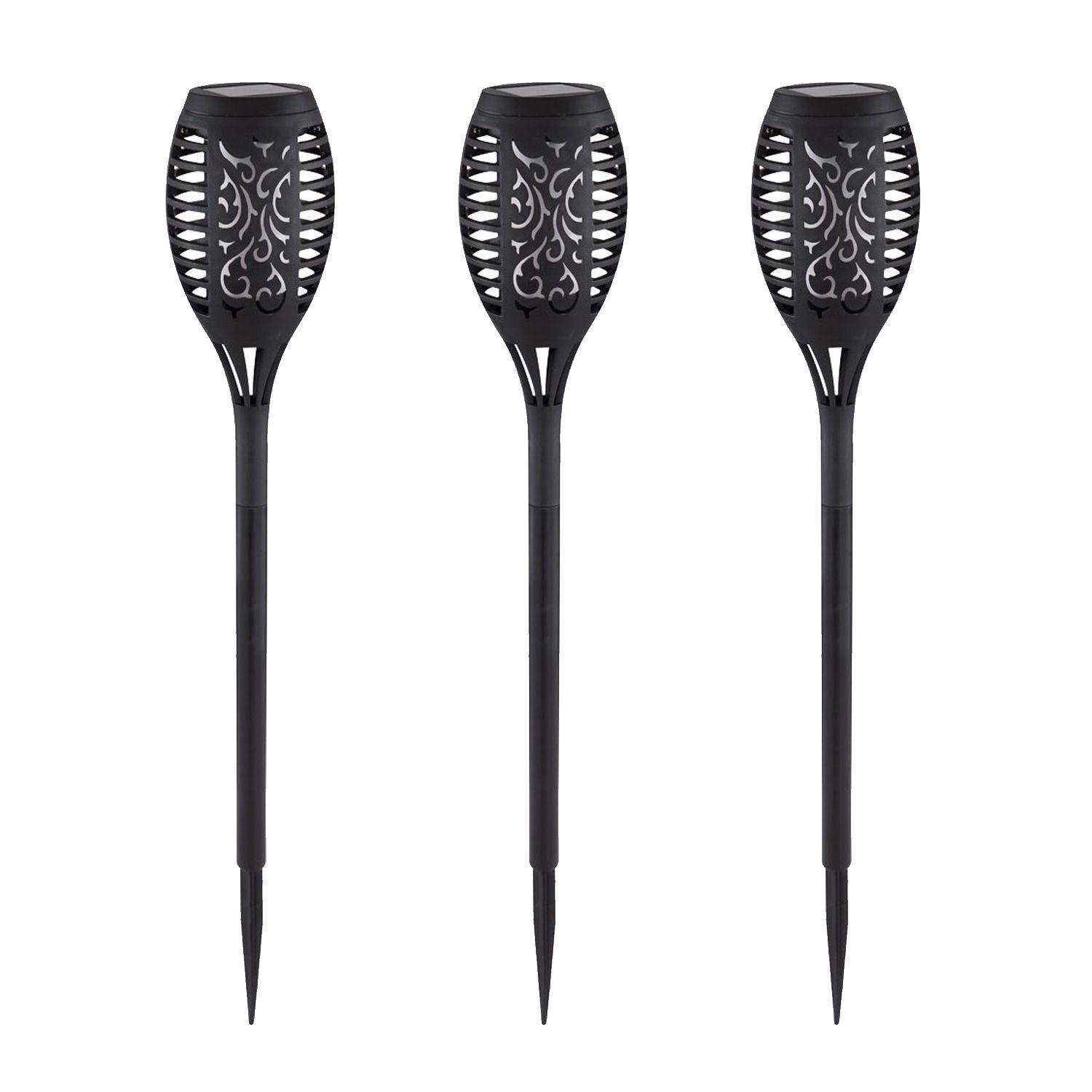 Pack 3 Antorchas LED Estaca Efecto Llama Para Exterior con Carga Solar-0