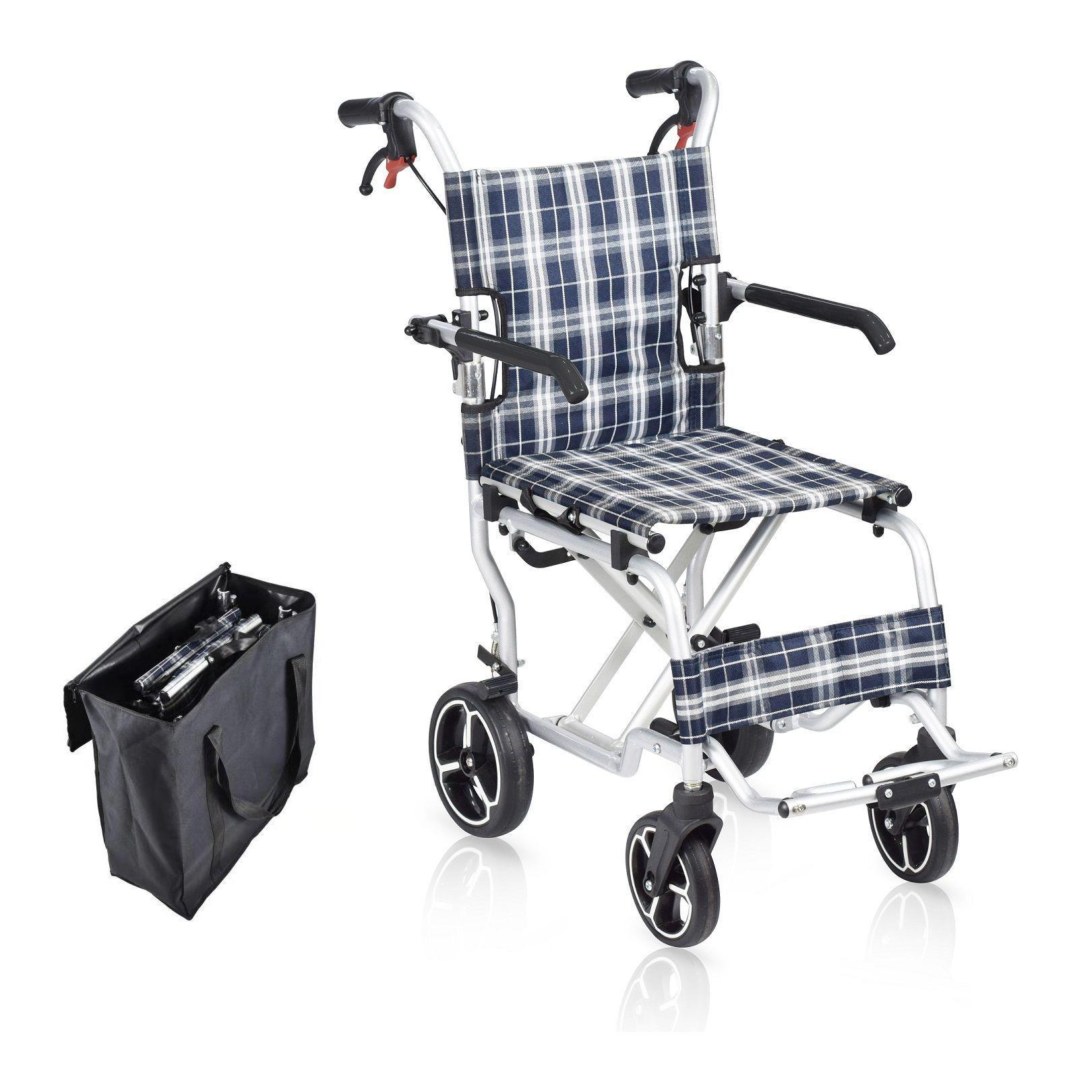 Silla de Ruedas de Transporte Premium con Bolso-0