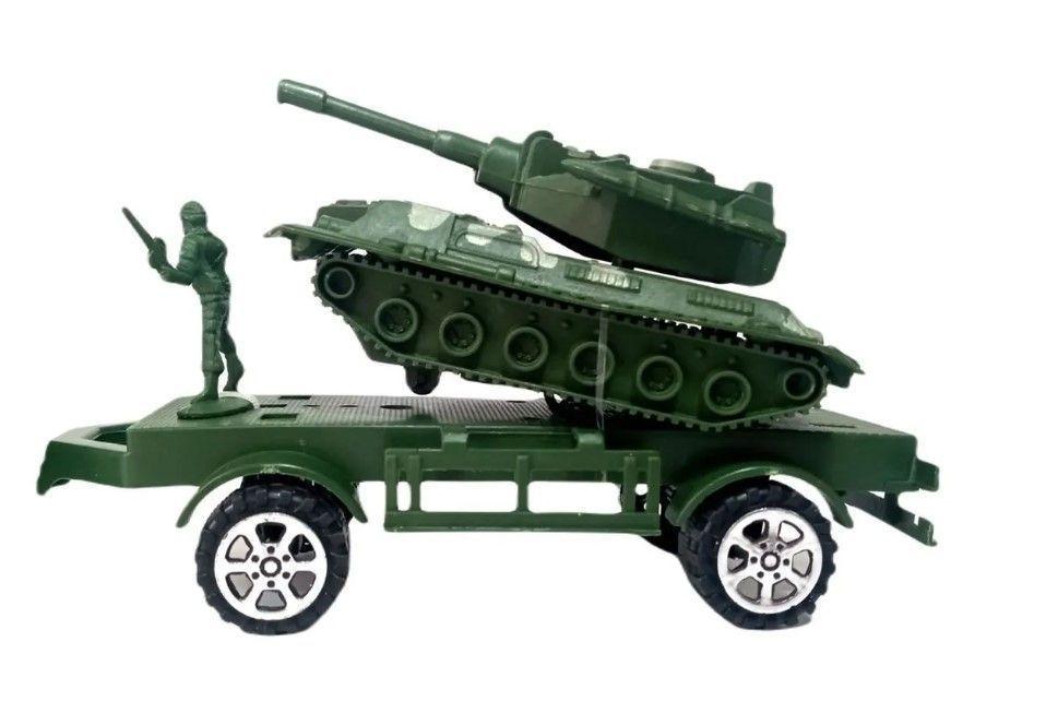 Camion Militar  Con Remolque,Tanque y Soldados Juguete-2