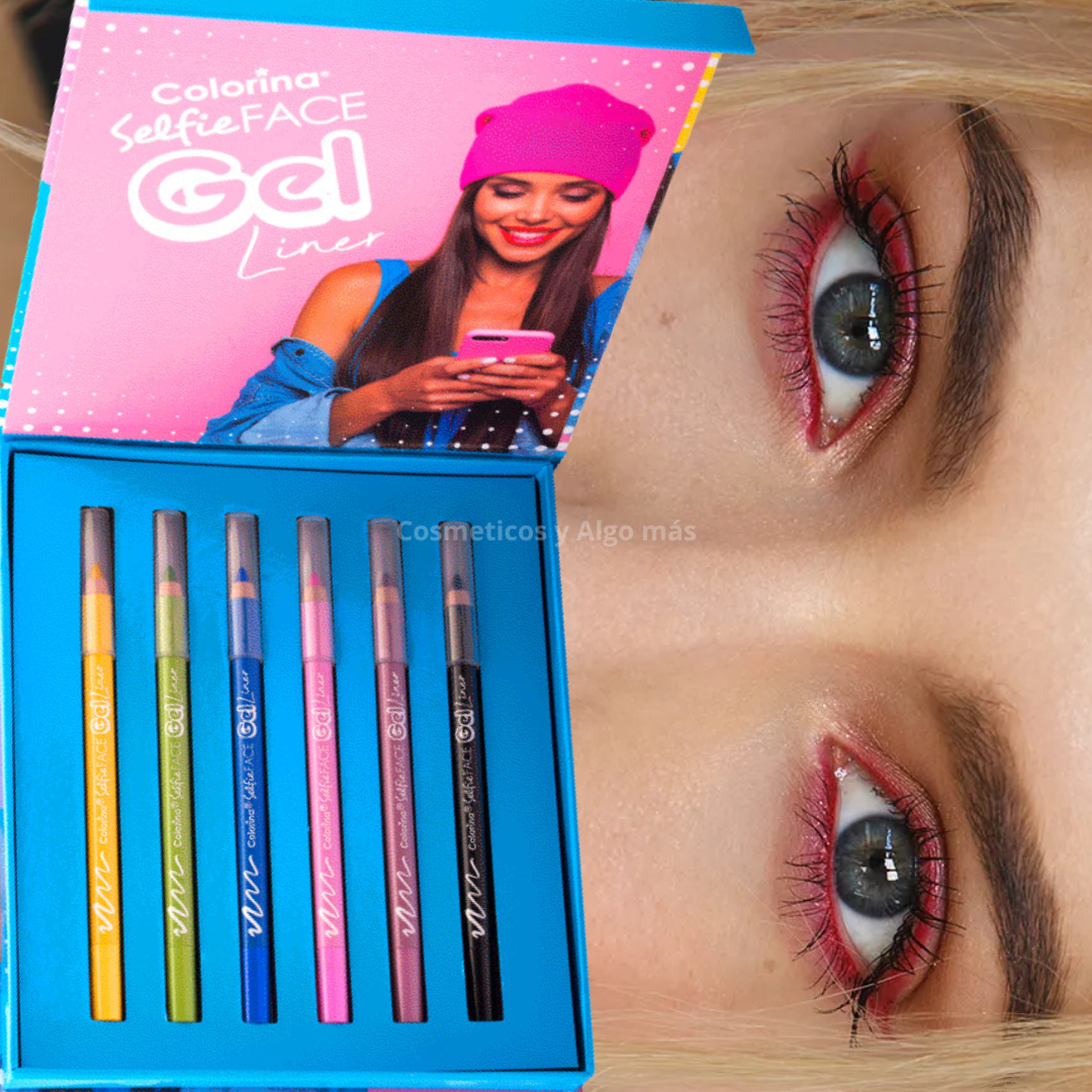 Set de 6 lápices delineadores en gel con estuche-1