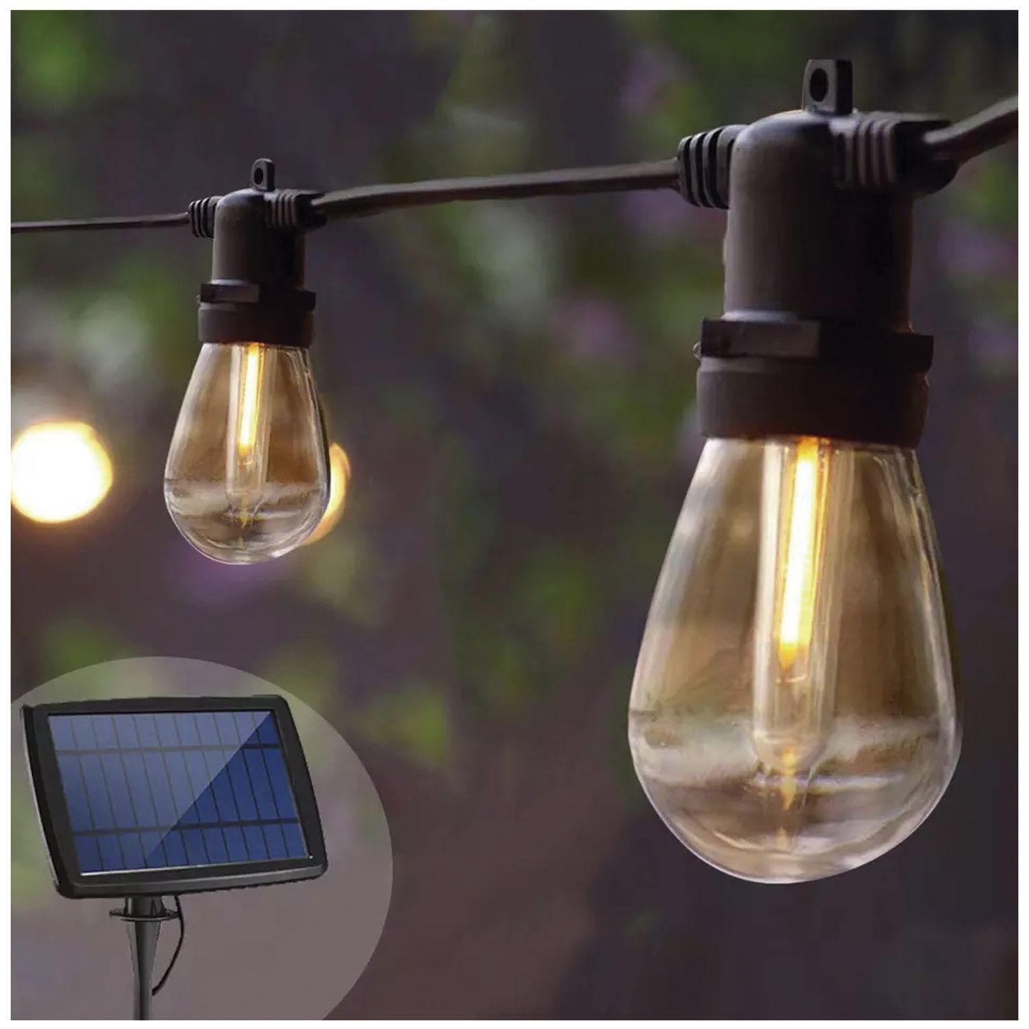 Guirnalda De Luces Solar LED 10 Ampolletas Cálida 7mts-4