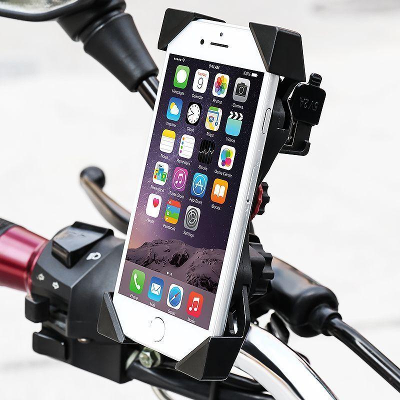 2 en 1 Soporte de manillar para celular mas cargador USB Motowolf 2817c-6
