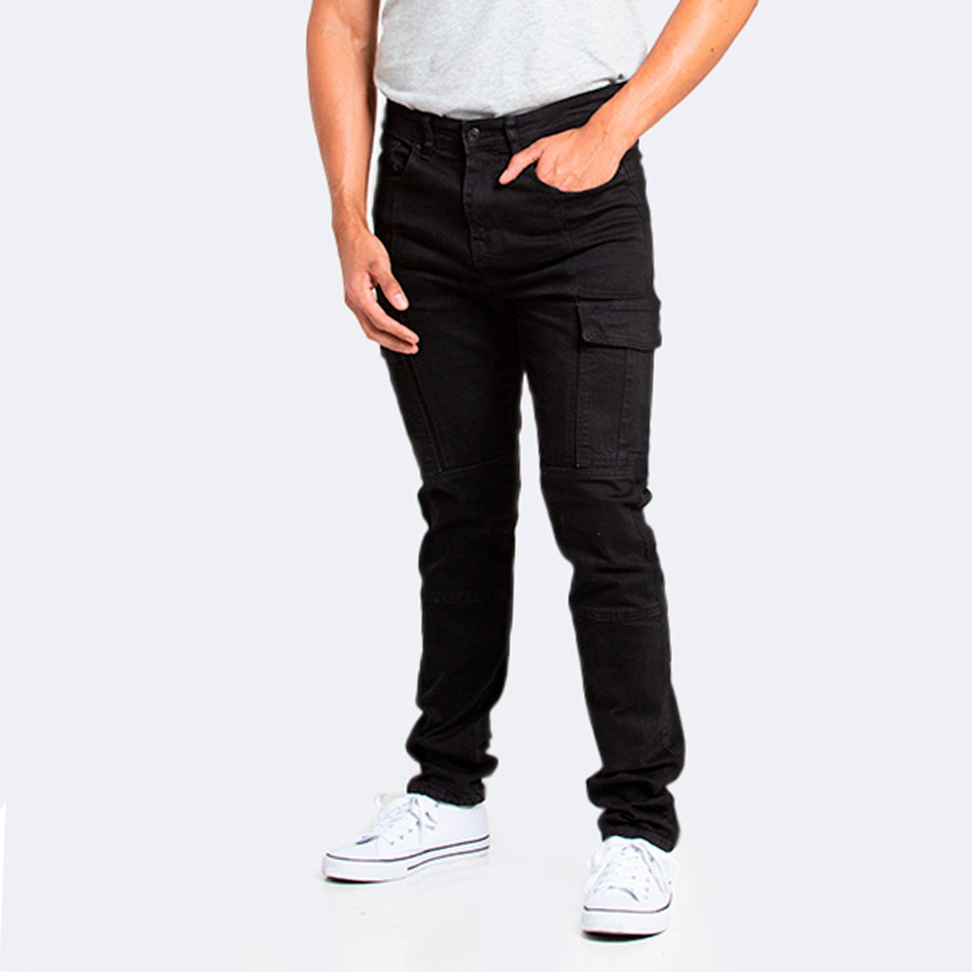 Jeans Hombre Cargo Negro Oscuro-0