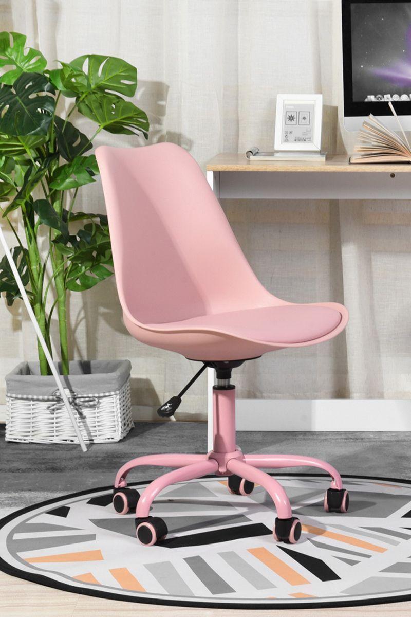 Silla de Oficina Giratoria Estilo Nórdico Rosa-5