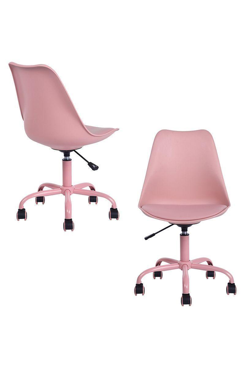 Silla de Oficina Giratoria Estilo Nórdico Rosa-3