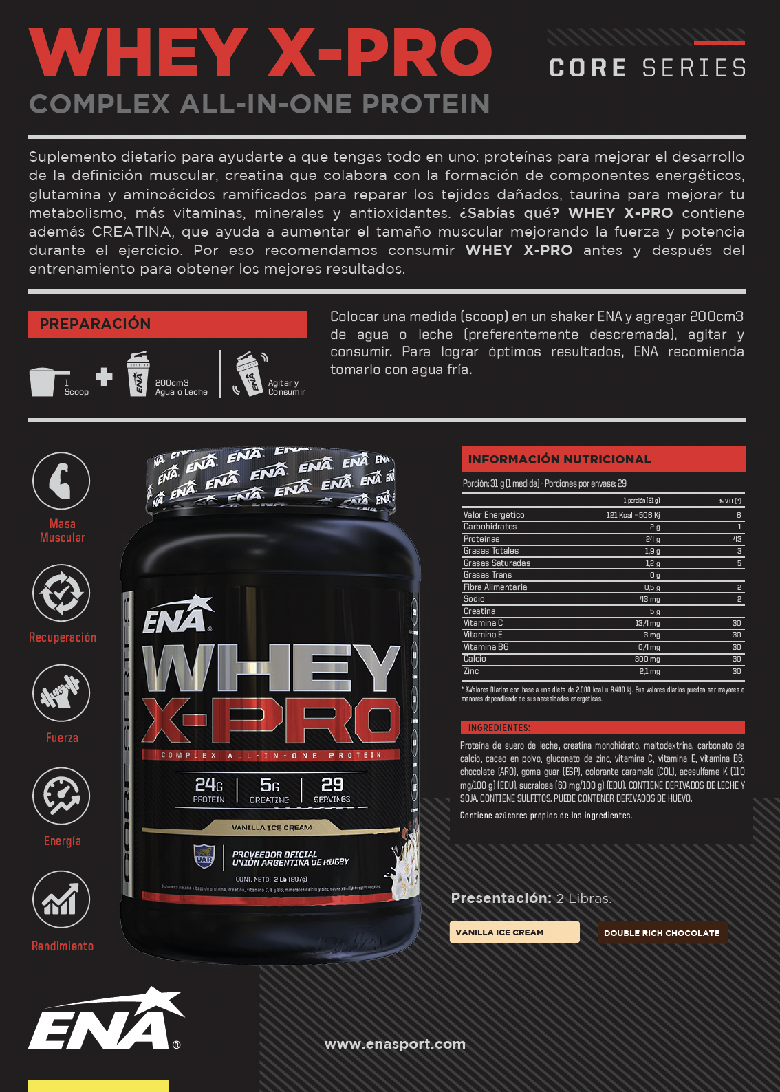 Proteína Whey X Pro con Creatina - Vainilla (1kg)-1
