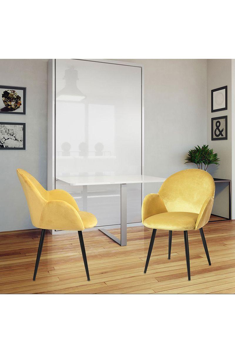 Pack 2 Sillas de Comedor Chiozza Sitial Terciopelo Amarillo-1