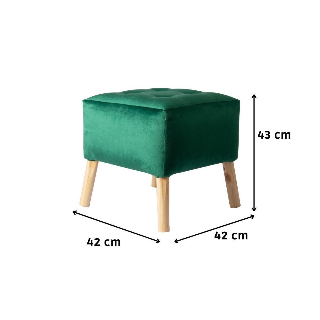 Pouf Alemania Verde Botella Felpa 42x42x43 cm Máxima Design-3