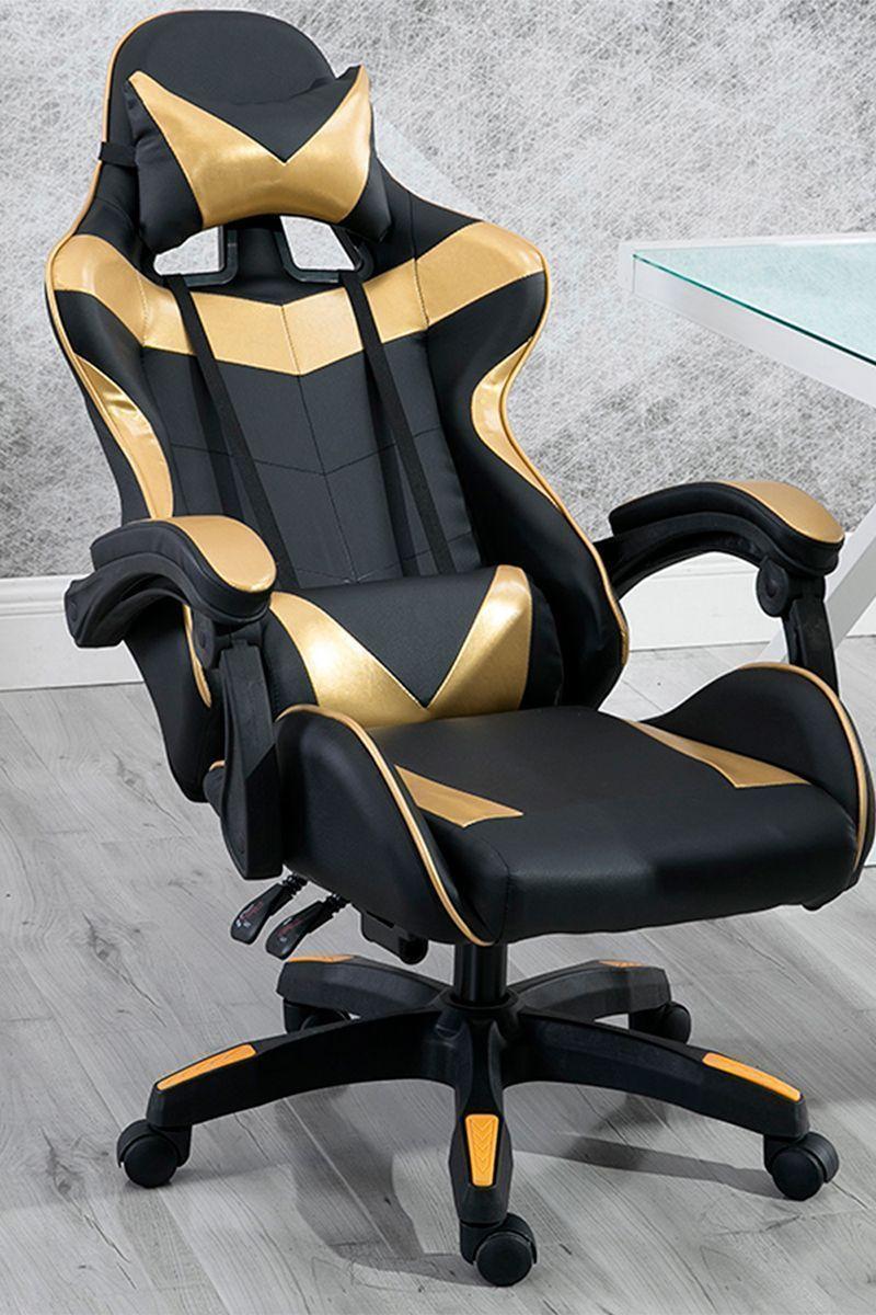 Silla Gamer Ultimate Racing Reclinable Dorado-1
