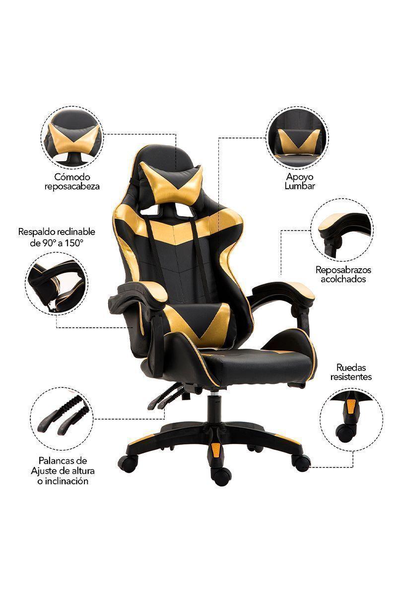 Silla Gamer Ultimate Racing Reclinable Dorado-4