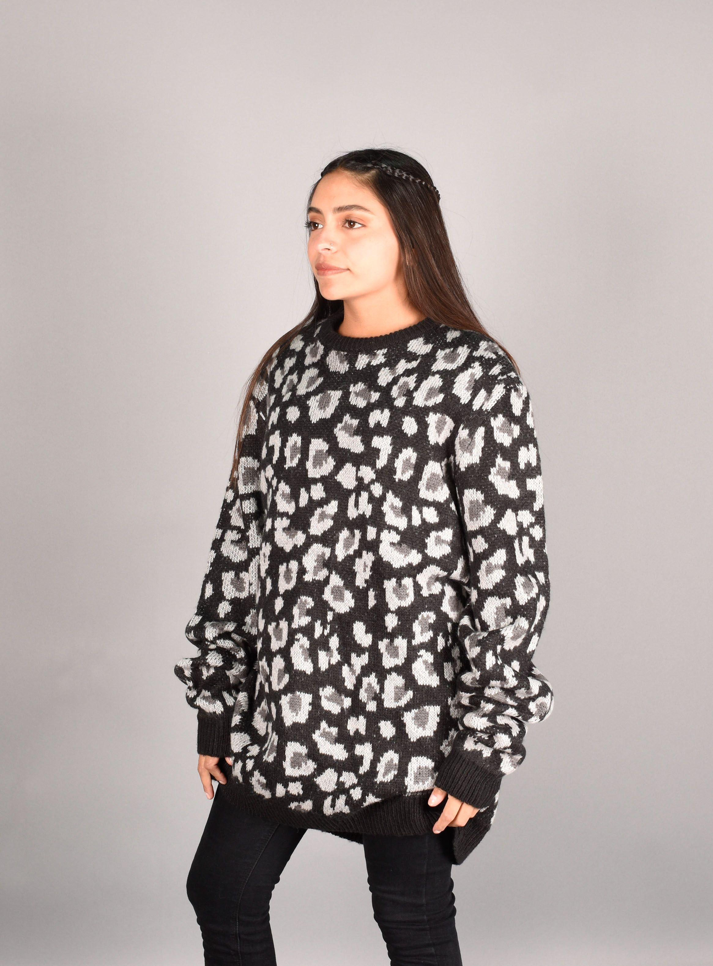 Sweater Mujer Acrílico Print Negro XXL-1