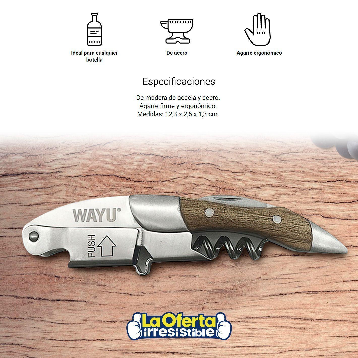 Abridor de Vinos Descorchador Sacacorchos Wayu-2