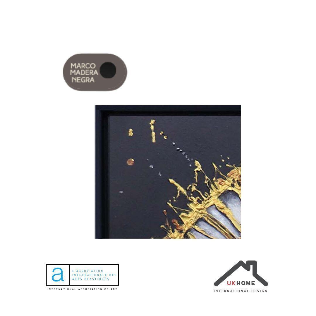 CUADRO EN OLEO RELOJ DORADO NEGRO -3