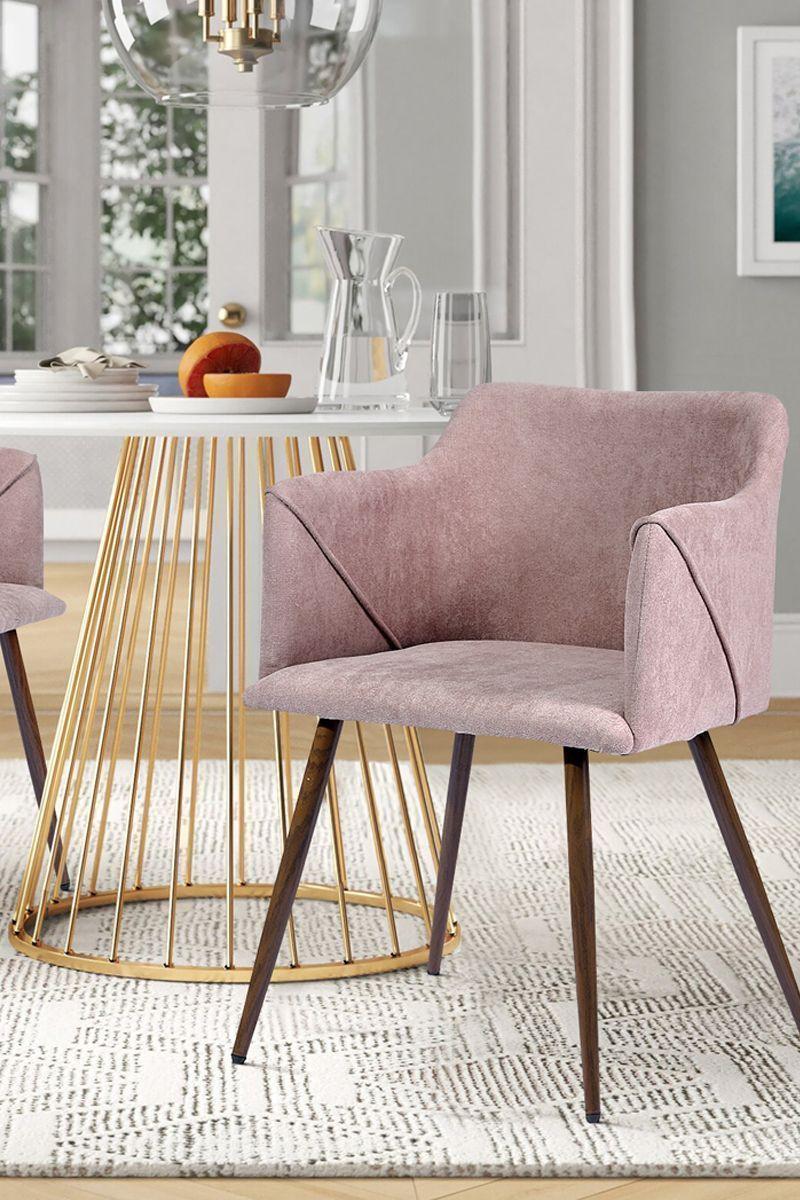Silla Comedor Sitial Aldridge Terciopelo Rosa-1