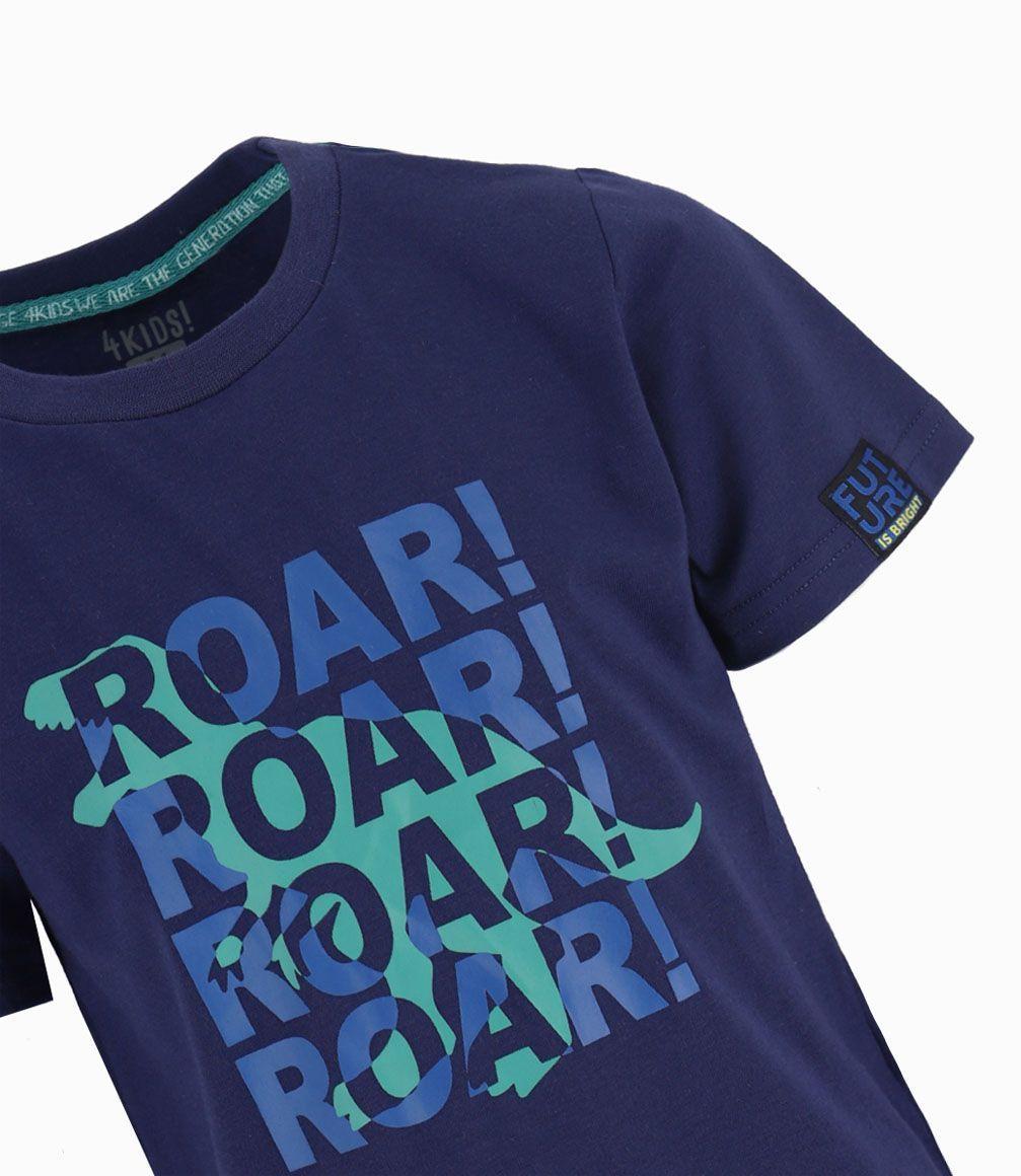 Polera Con Estampado De Dinosaurio Niño Azul Marino 4 Kids-1