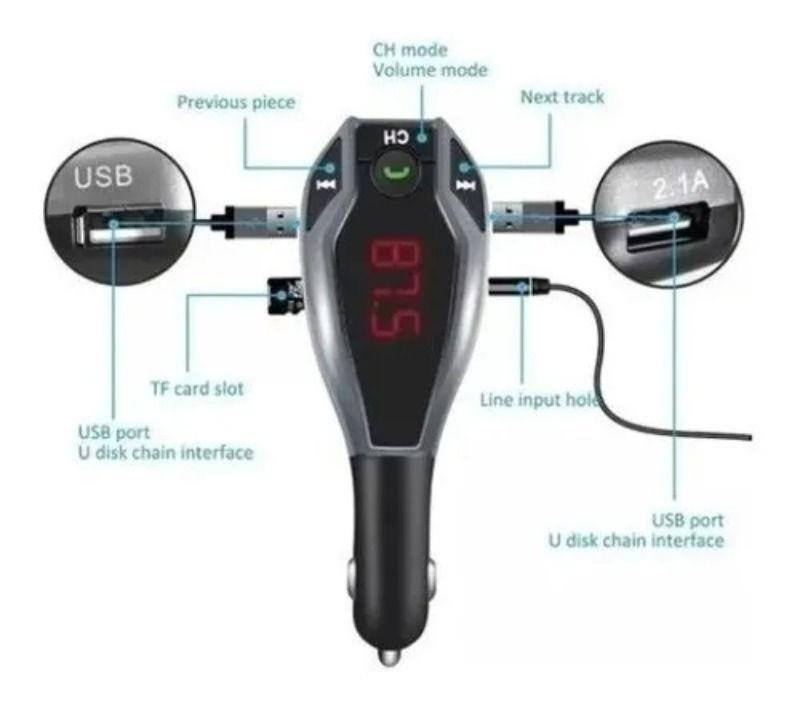 Transmisor Para Autos Fm Bluetooth X7 Wireless Kit Car-2