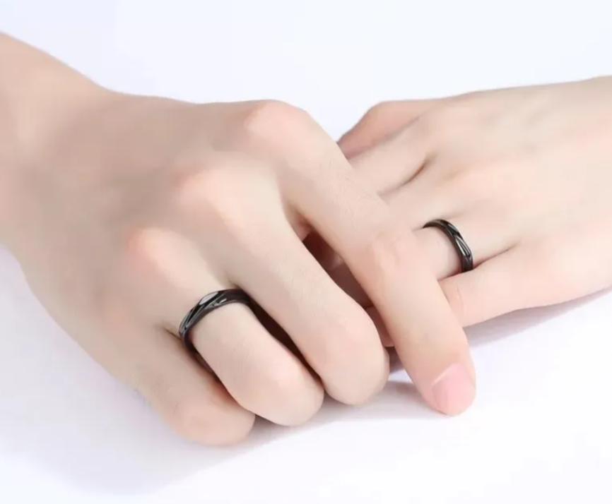 Anillos Ajustables Parejas Plata 925 Negro Black-1