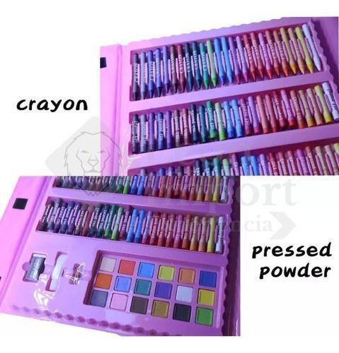 208 Piezas De Arte Para Niña Kit Set De Dibujo Portátil Rosa-4