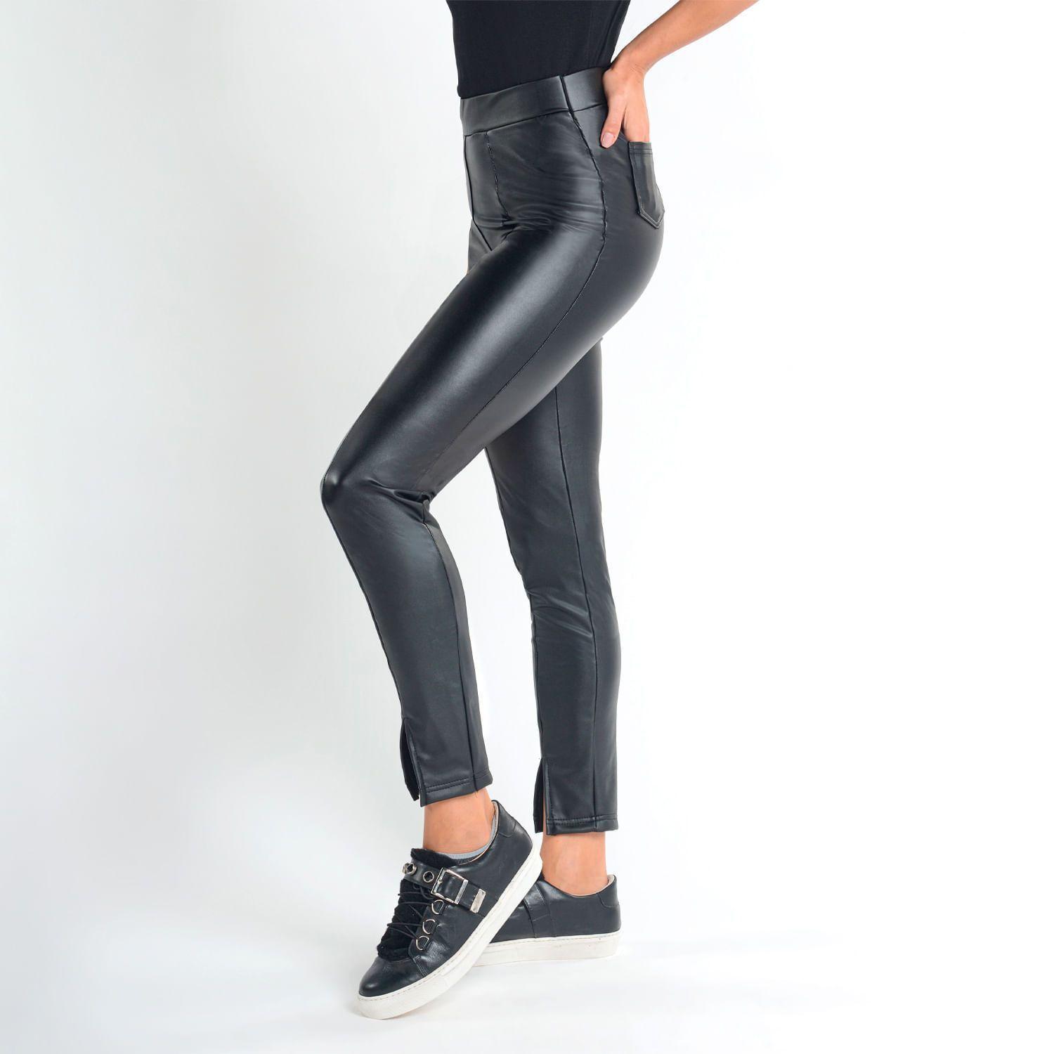 Legging Efecto Cuero Negro Caffarena-1