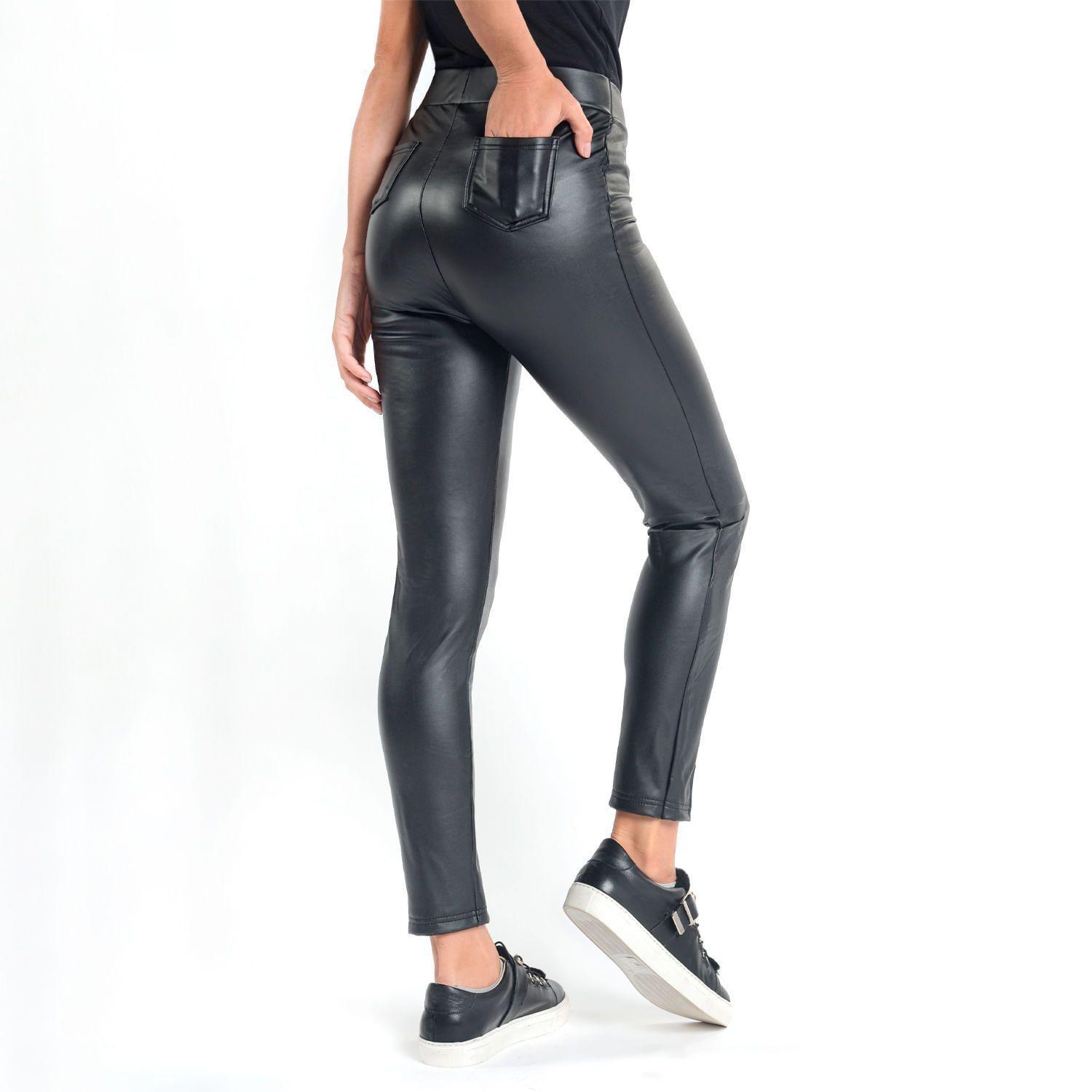 Legging Efecto Cuero Negro Caffarena-2