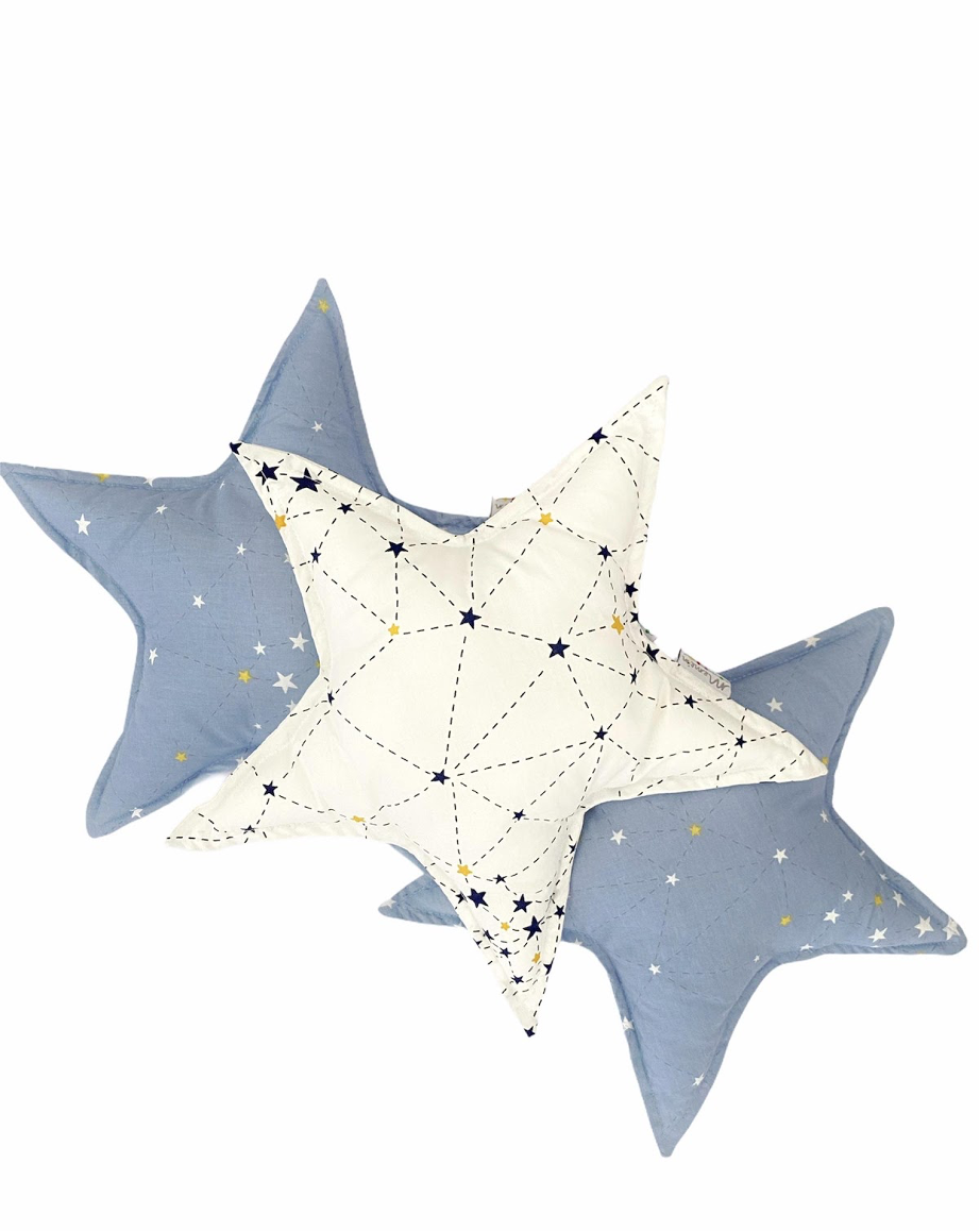 PACK 3 COJINES ESTRELLAS celeste MEMEN-1