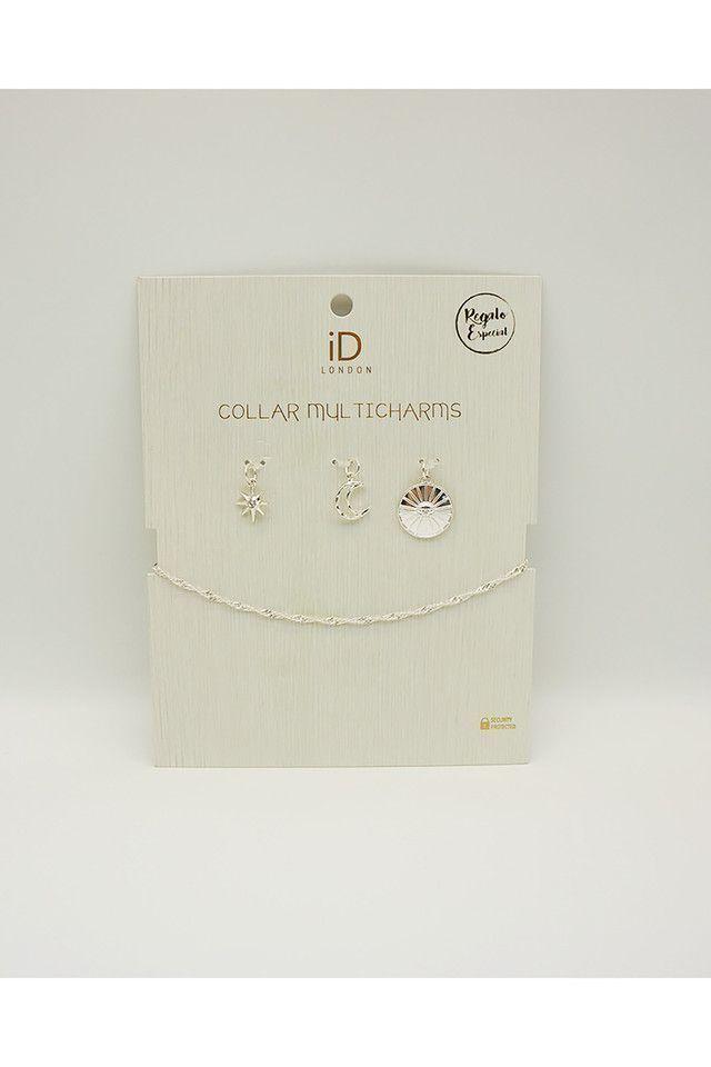 Collar Corto Plateado Luna ID-0