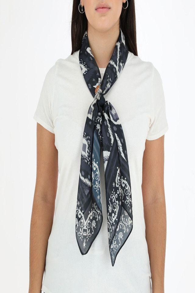 Pañuelo Bandana Estampada Multicolor Trigal Mariposas + Anillo Metálico Dorado Plumas Humana-2