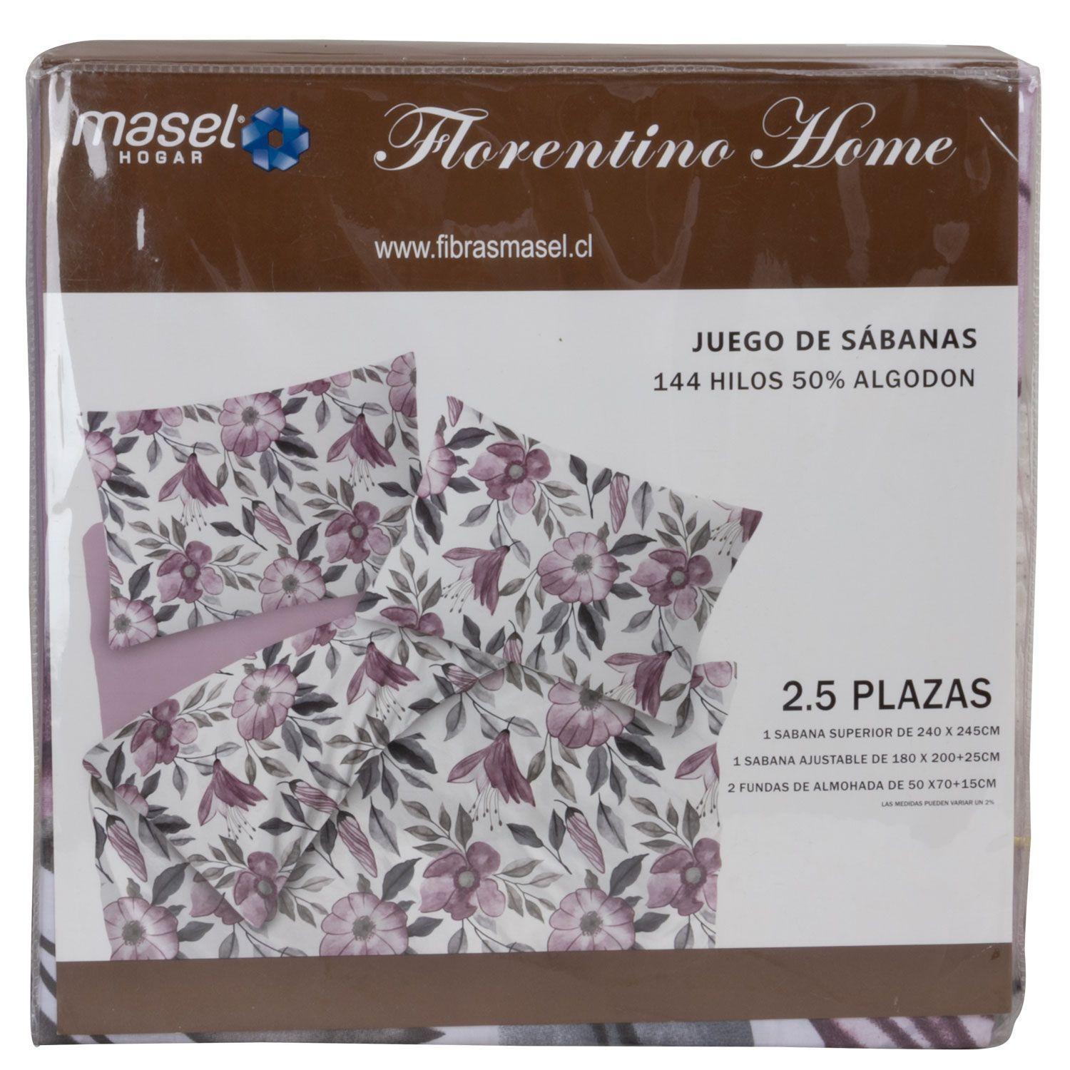 Juego de Sabanas  Flores2 morado-1