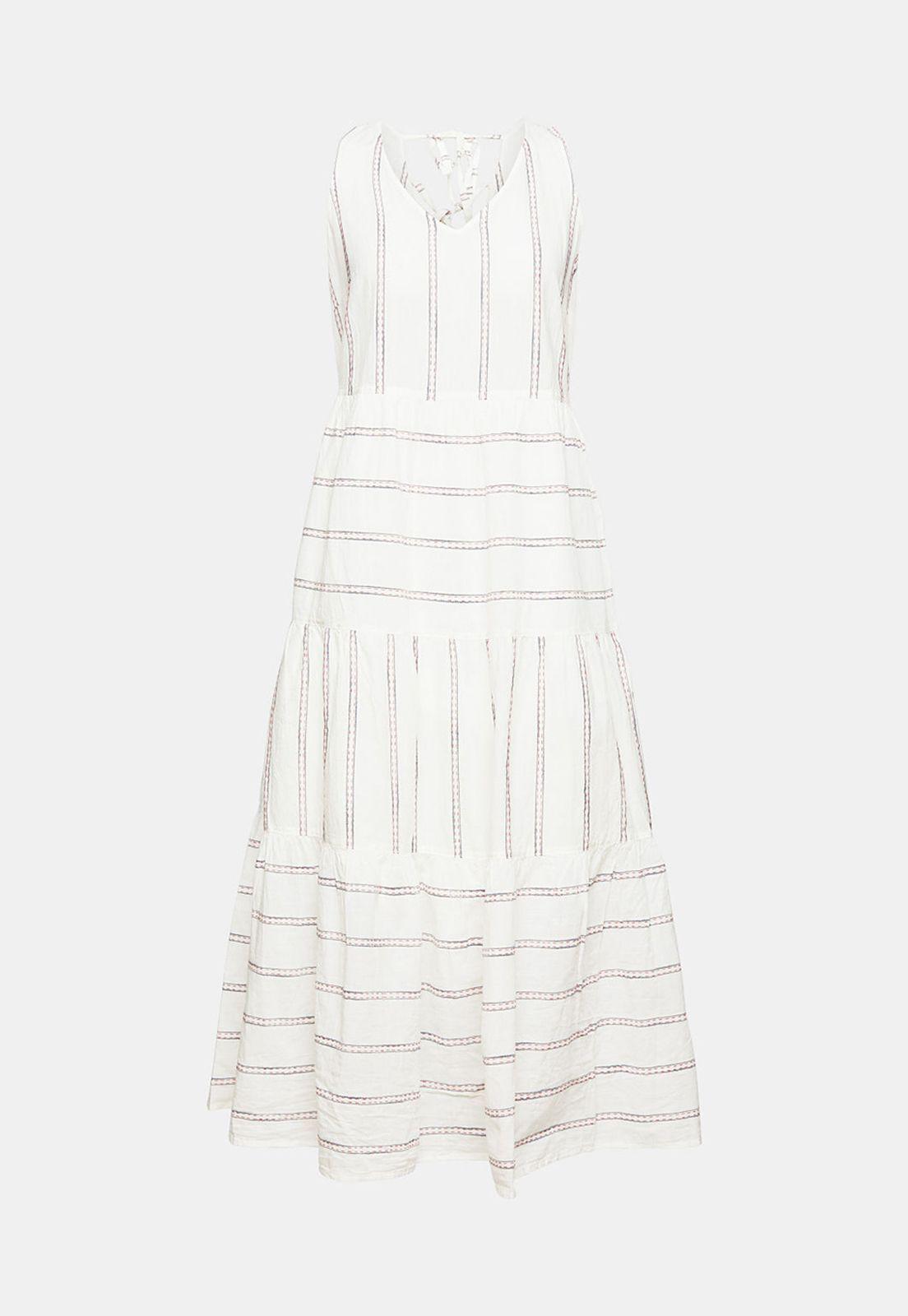 Vestido Midi Con Rayas Bordadas Esprit-3